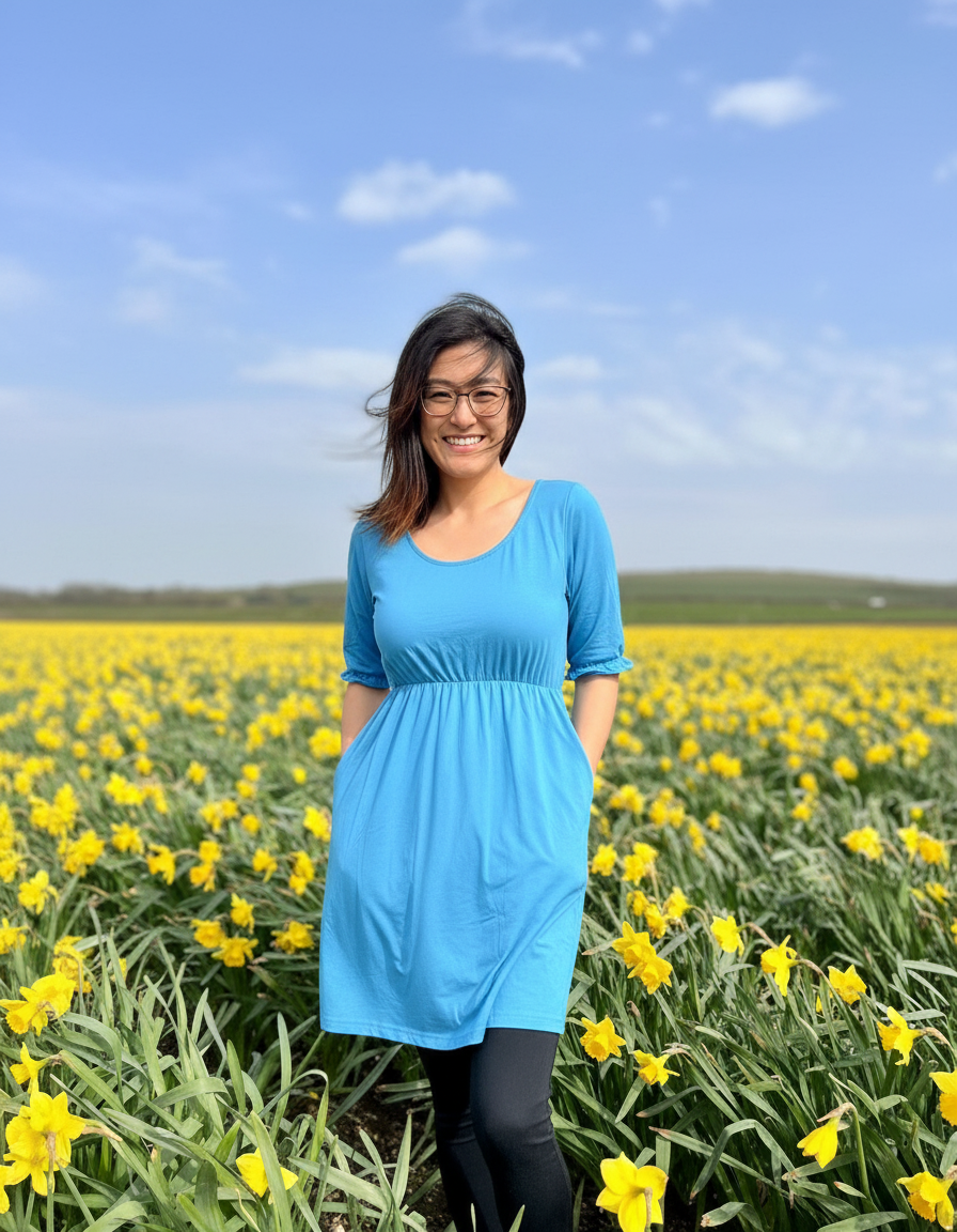 Blue Dress – Flattering Waist Fit with Pockets | Everyday Classi