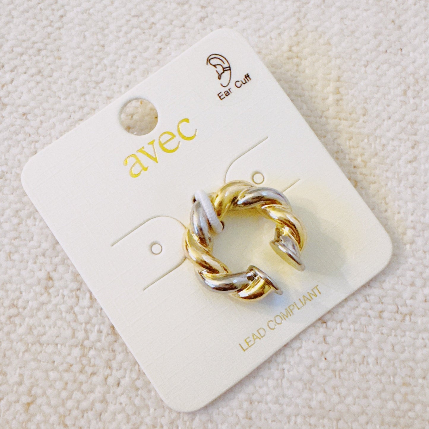 Braided Metal Ear Cuff – Twisted Gold and Silver No-Piercing Statement-2