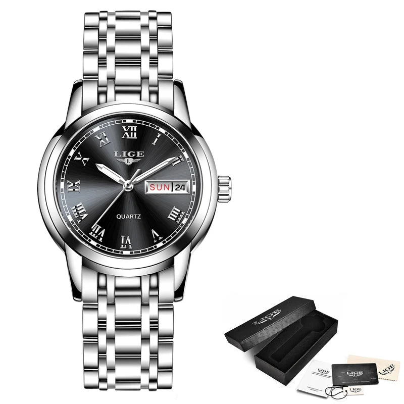 LIGE 2025 New Gold Watch Women Watches Ladies Creative Steel Women's Bracelet Watches Female Waterproof Clock Relogio Feminino