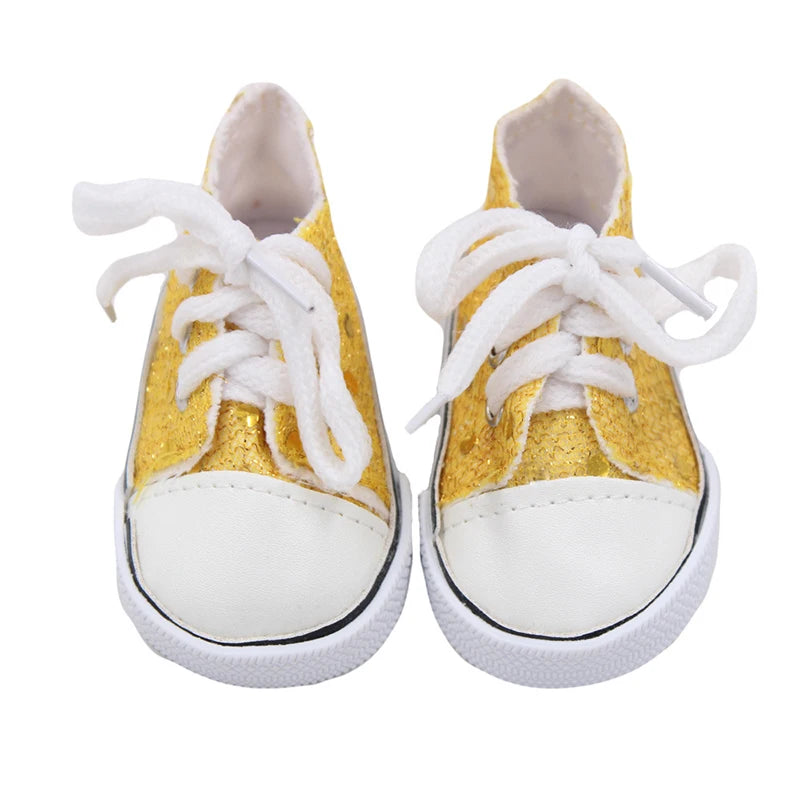 7 cm Canvas Denim Sneakers New Born Baby Shoes Handmade Lace-up Sneakers Shoes For 18 Inches American 43 cm Baby Dolls GIfts