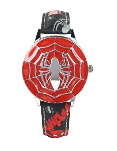Marvel spiderman Kids watch Captain America ironman children's watches Leather Quartz Flip Metal Case Watches Boys Clock gifts