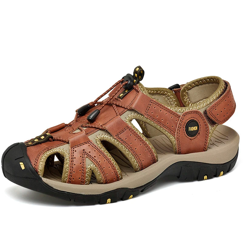 New Men Shoes Genuine Leather Men Sandals Summer Men Causal Shoes Beach Sandals Man Fashion Outdoor Casual Sneakers Size 38-47