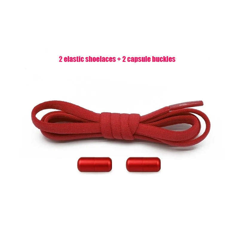 Elastic No Tie Shoelaces Semicircle Shoe Laces For Kids and Adult Sneakers Shoelace Quick Lazy Metal Lock Strings Rope Round