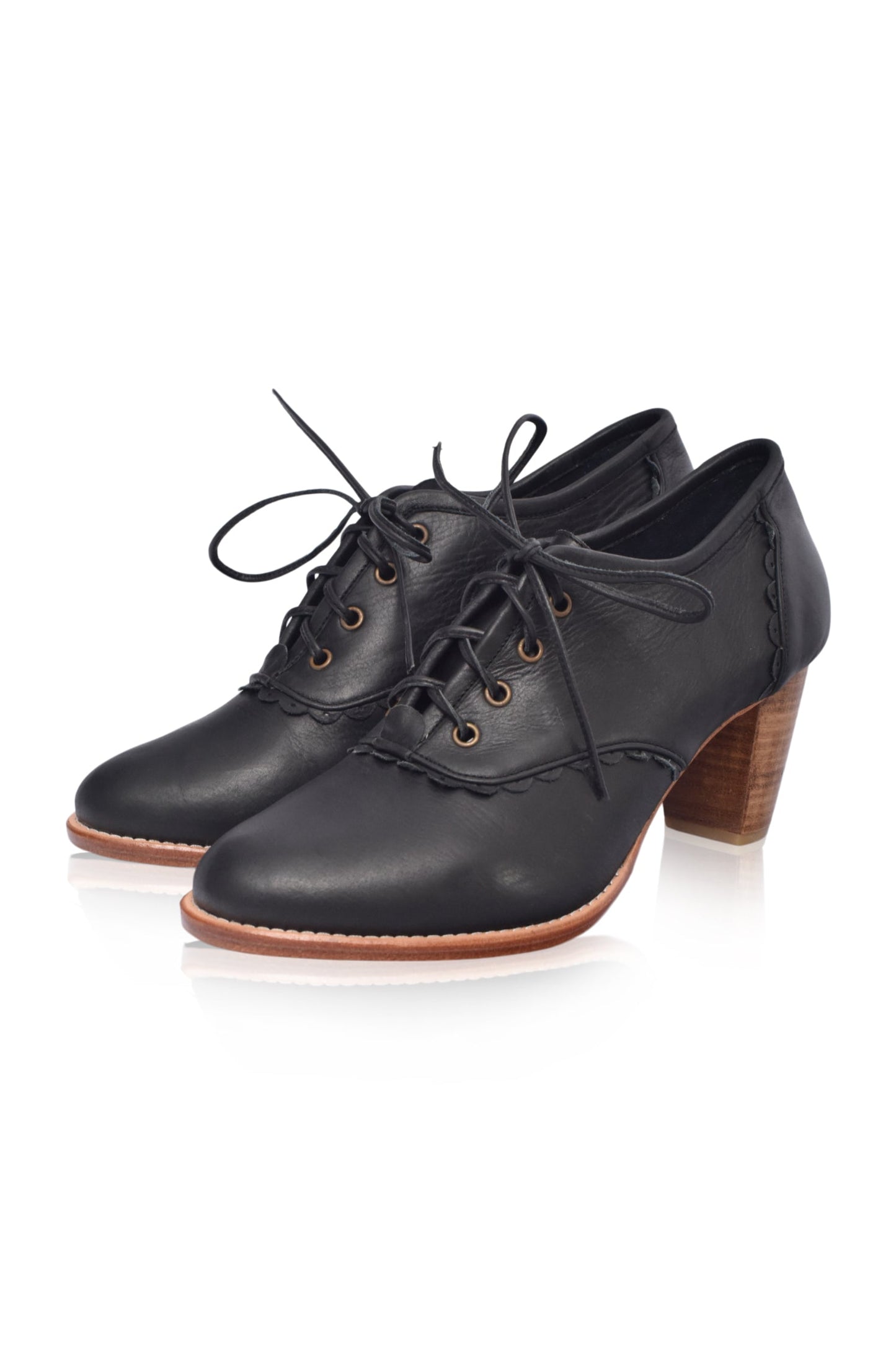 Lace Oxford Leather Heels