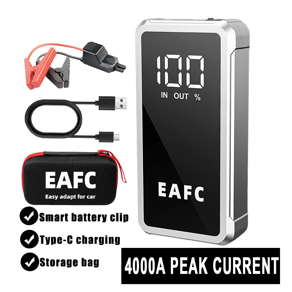 EAFC Portable Car Battery Starter 1000A/ 2000A /4000A JumpStarter Device12V Car Power Bank Booster Buster LED Emergency Light