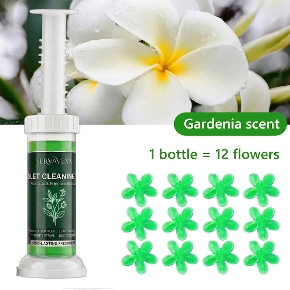 SERVAVEXA 5Pcs Toilet Cleaning Gel Kit Aromatic Flower Needle Stamp Cleaner Deodorizer Removes Stains & Limescale Fresh Scent