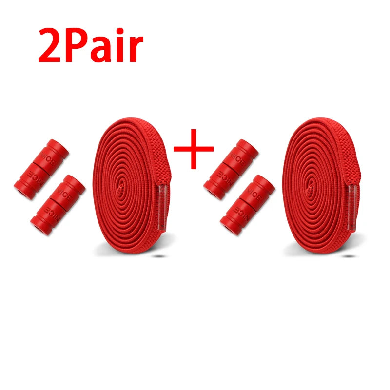 Elastic Laces Sneakers No Tie Shoe laces Colorful Capsule Lock Shoelaces Without ties Kids Adult 0.6cm Flat Shoelace 1Pair/2Pair