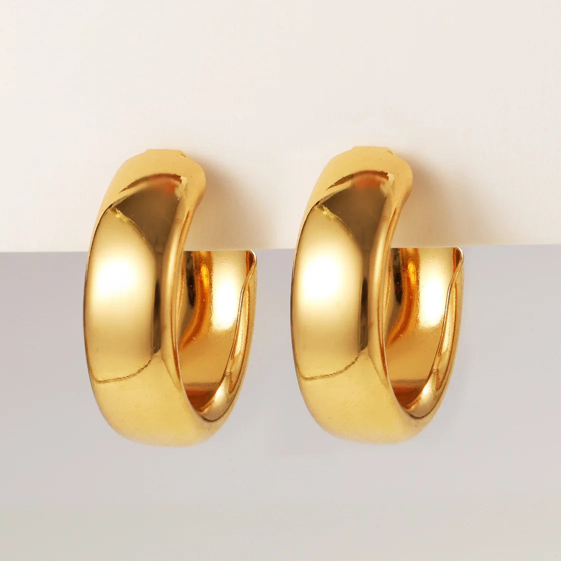 Elegant Retro Thick Round Circle Earrings for Women Simple Metal Big Hoop Earrings Wedding Engagement Aesthetic Jewelry