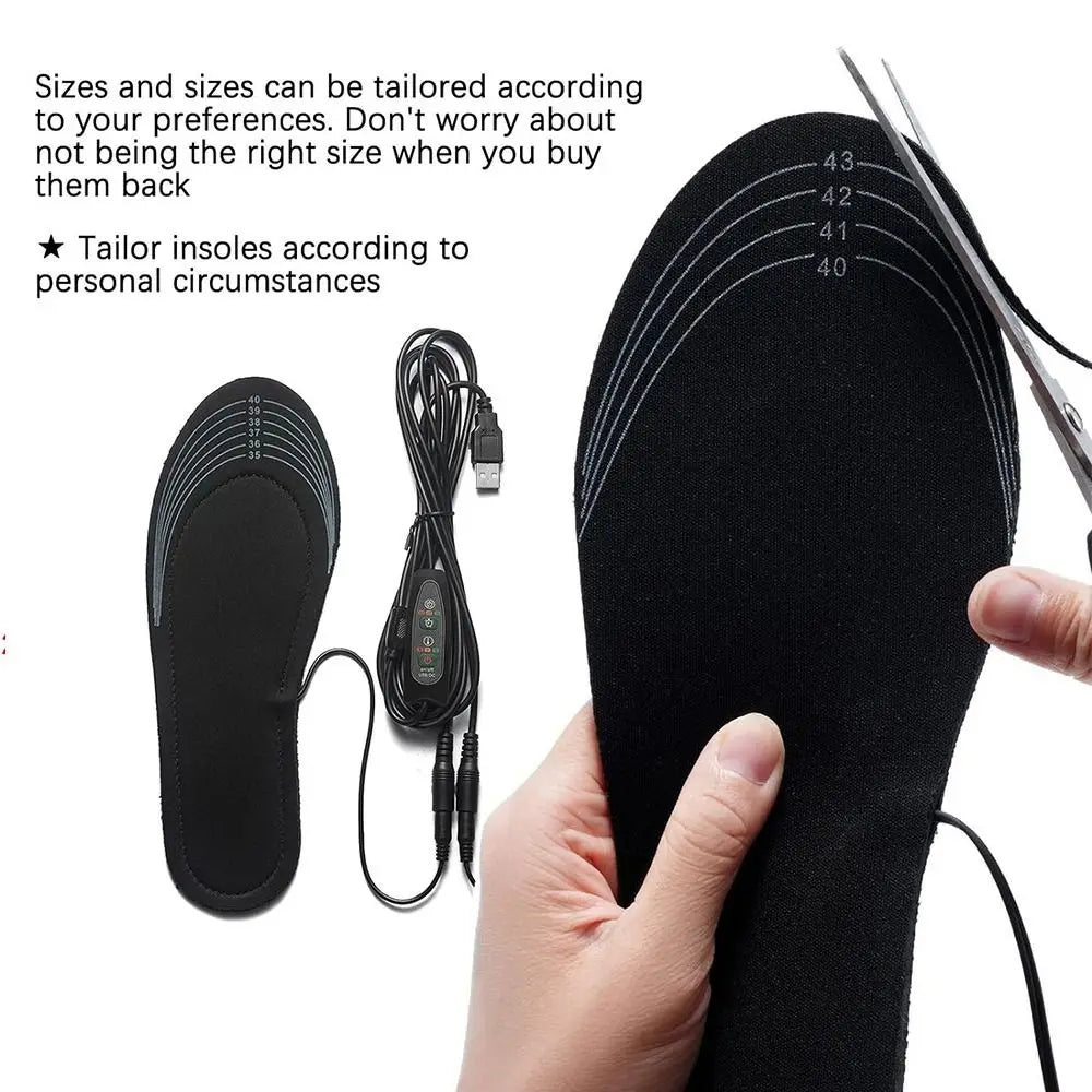 Washable Heated Shoe Insole Winter Warm Cuttable Foot Warmer with Adjustable Temperature USB Electric Heated Shoe Pads Unisex