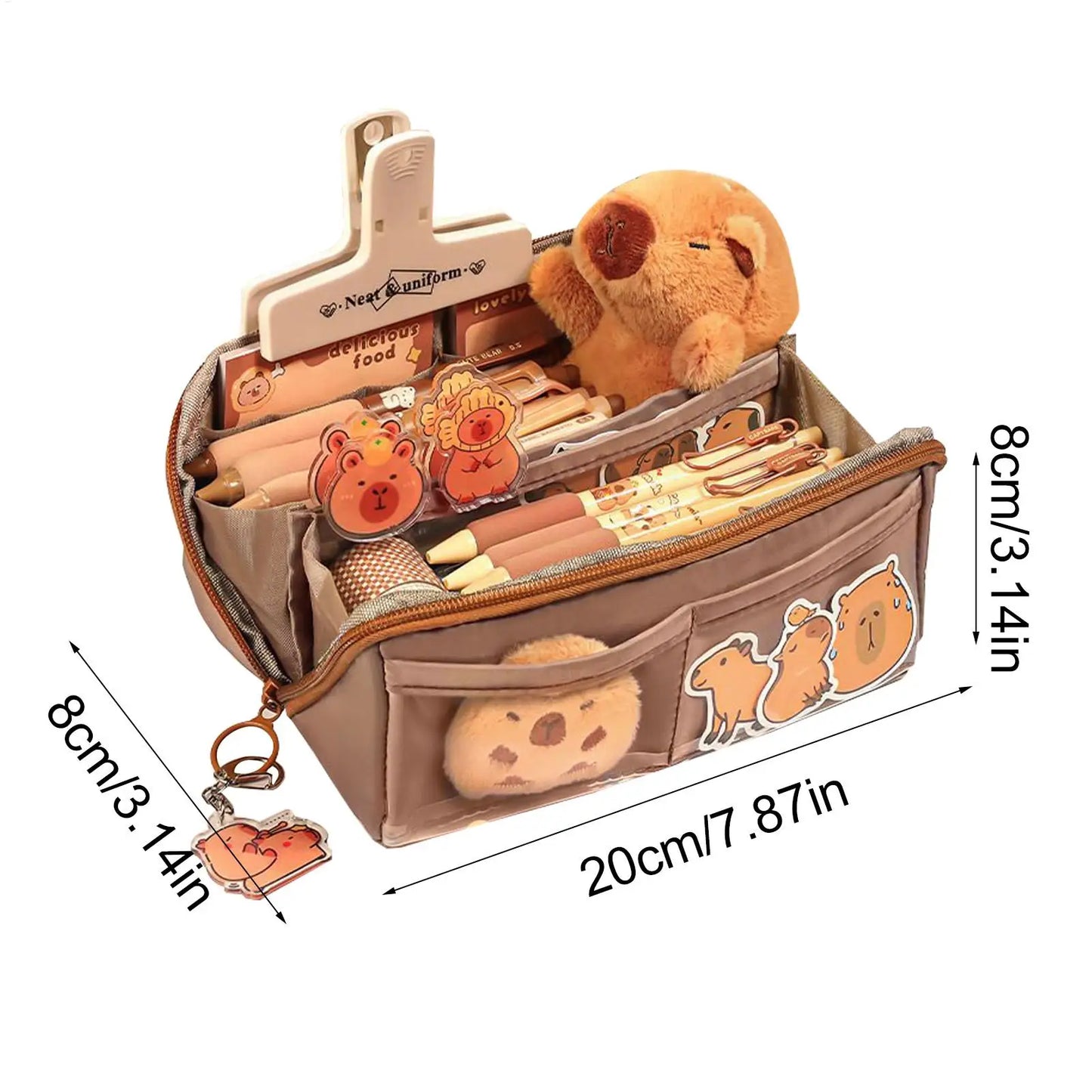 Capybara Pencil Bag Portable Large Pencil Pouch kids Capybara Pencil Bag Holder Makeup Bag with Wide Opening Mouth for Cosmetic
