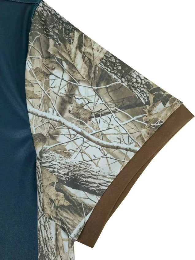 New color blocking camouflage printed short sleeved polo shirt summer fashion men's wolf print casual sports T-shirt