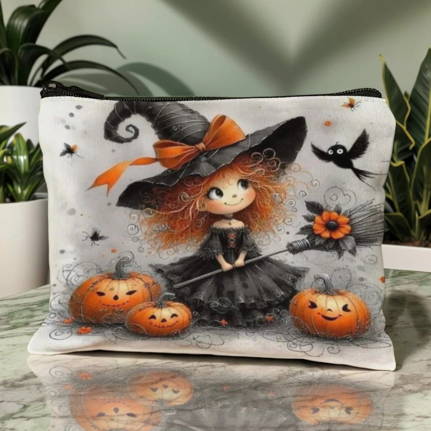 Pumpkin Girl Print makeup bag lightweight portable cosmetic case with zipper closure ideal for women Birthday Christmas Gifts