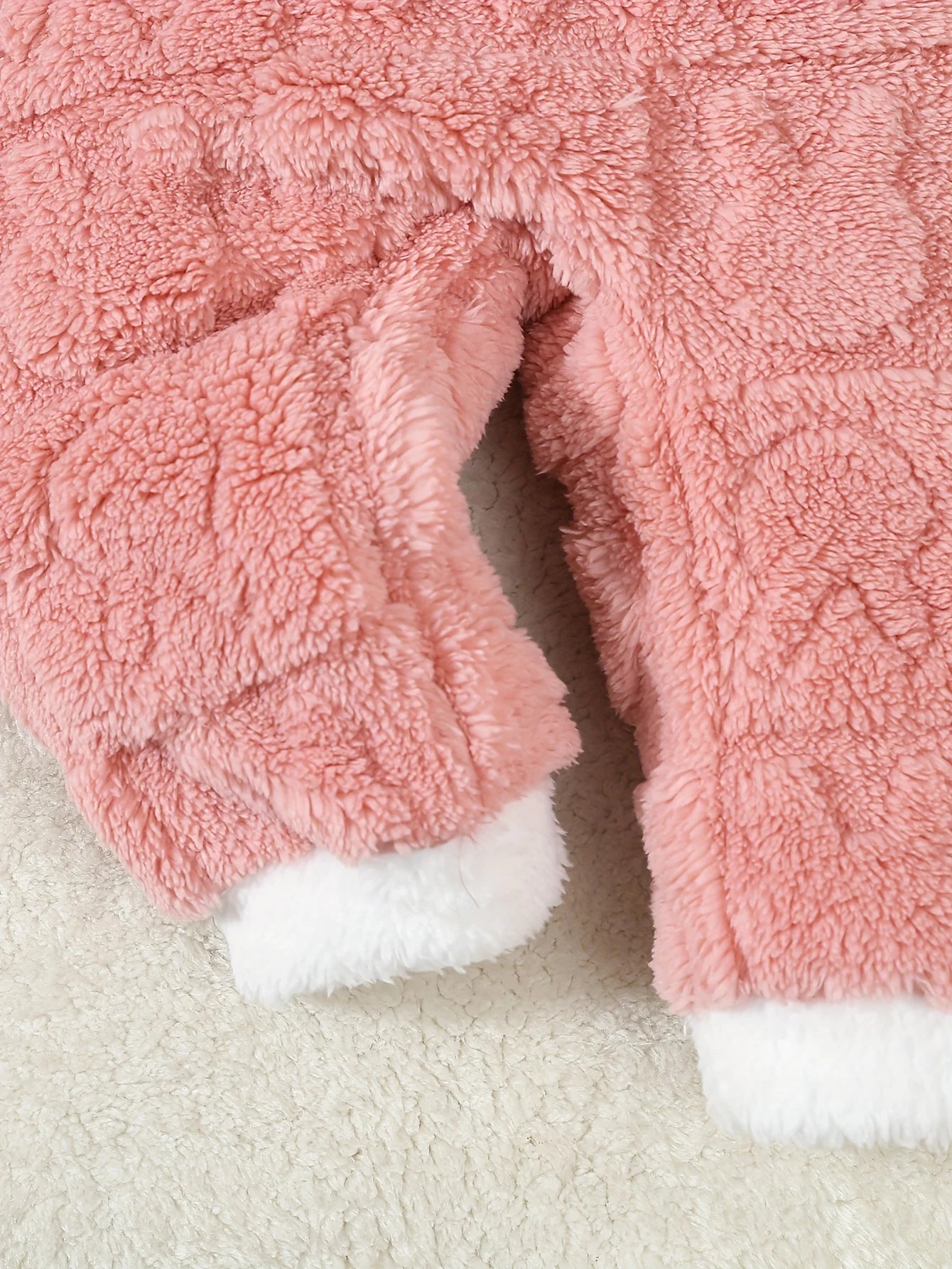 Autumn And Winter Jacquard Rabbit Plush Hooded Dress For Baby Girls, Winter Warm One-Piece Dress