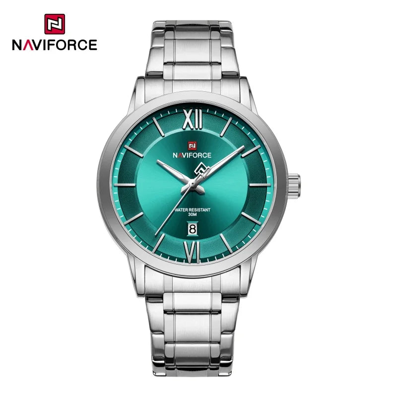 NAVIFORCE Simple Fashion Business Men's Watches Watch Stainless Steel Strap Calendar Display 3ATM Waterproof Men's Quartz Watch