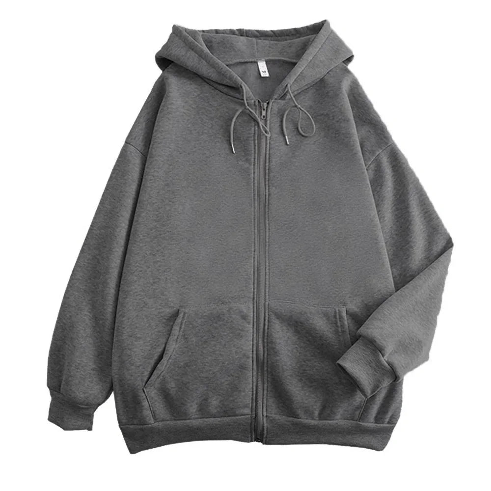 25 High Street Hoodie Men Solid Color Zip Up Long Sleeve Loose Jacket Coats Casual Hooded Sweatshirt Y2K Fashion Outdoor Clothes