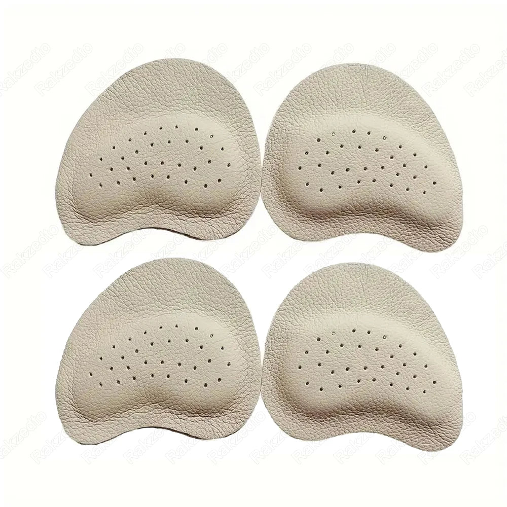 4pcs Leather Insoles for Shoes Man Slippers Non-Slip Forefoot Pads Self-Adhesive Shock Absorbing Shoe Insoles for Woman Sandals