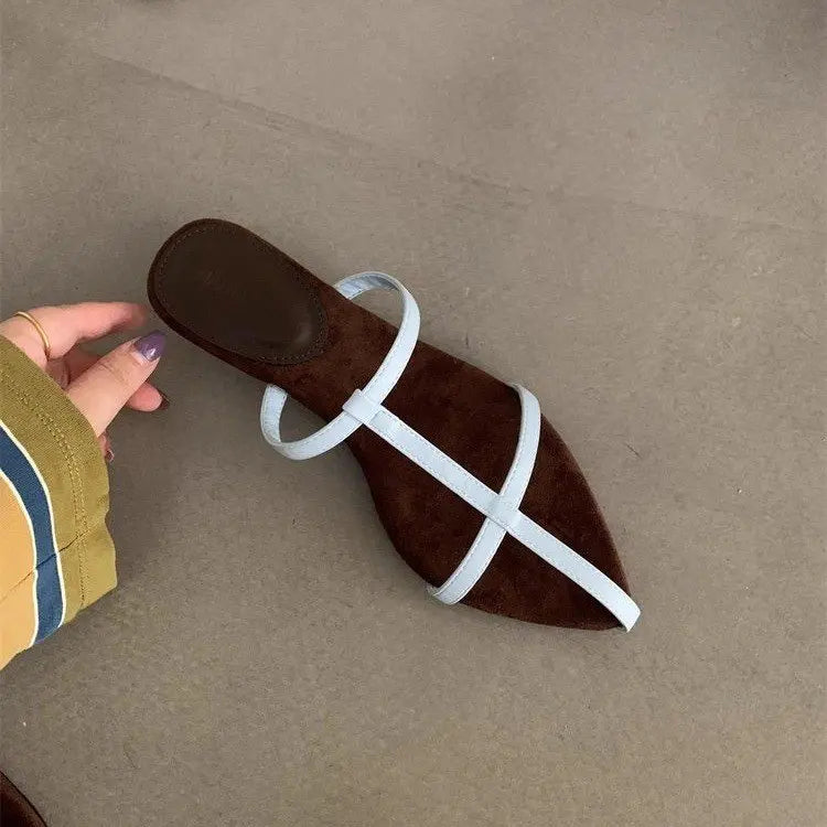 Pointed Toe Women Slippers Designer Heeled Sandals Sexy Woman Shoes 2025 Summer New Fashion Flip Flops Slides Chaussures Femme