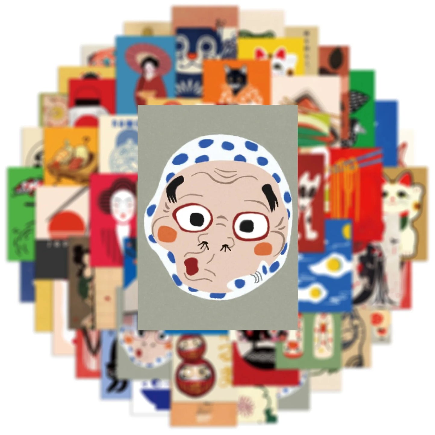 50Pcs Cartoon Japanese Style Poster Stickers DIY Diary Phone Case Handmade Scrapbook Aesthetic Stickers