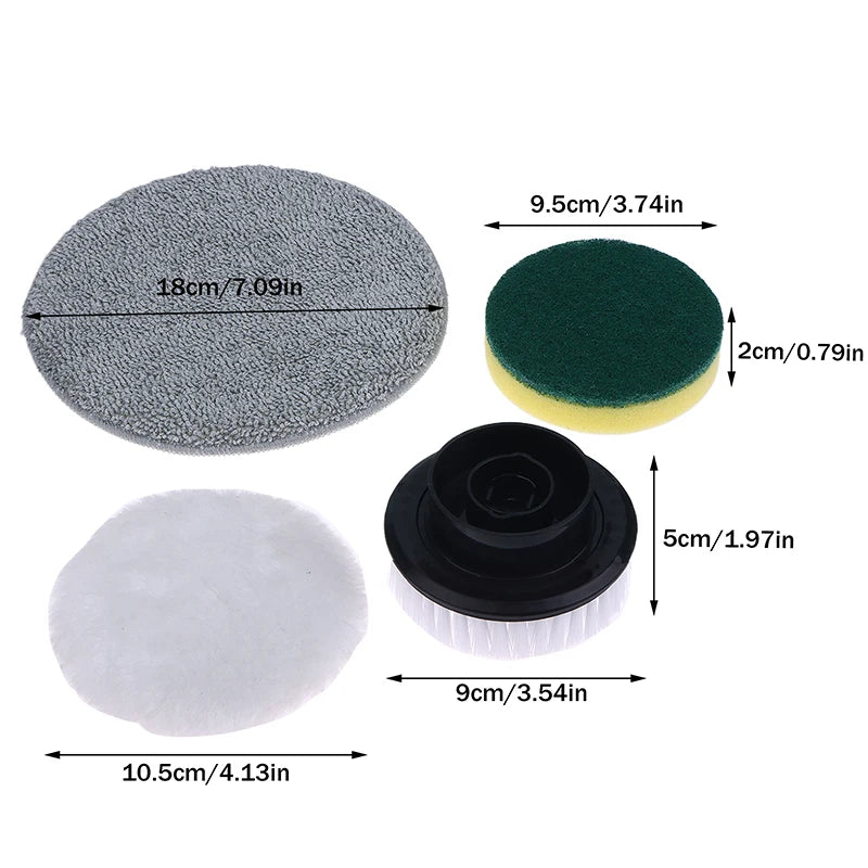 Electric Scrubber Brush Replacement Heads 4Pcs Set For Handheld Cleaning Tool Bathtub Kitchen Sink Floor Surface Pads