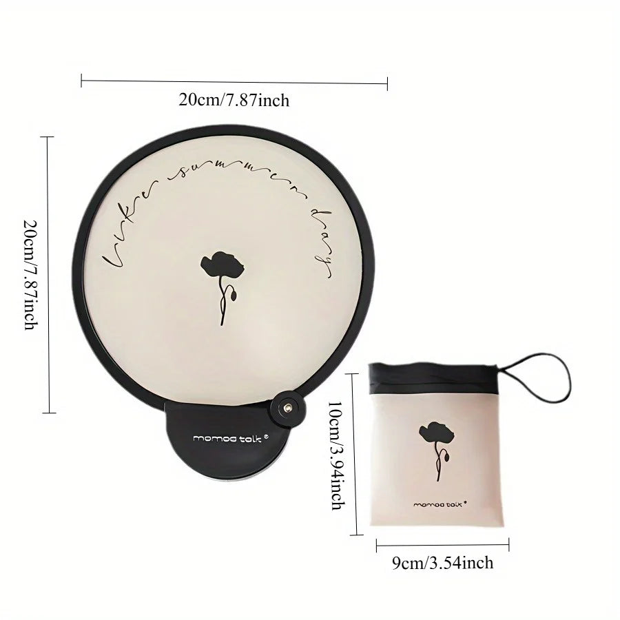 Portable handheld folding fan with storage bag, compact and portable, suitable for outdoor activities in summer