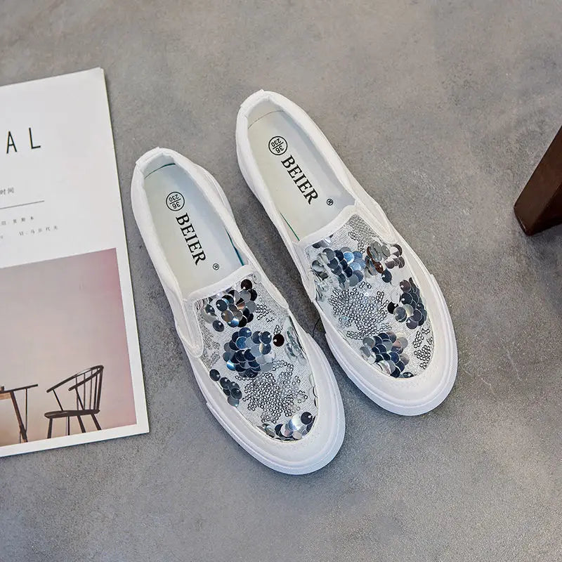 Ladies Shoes Black Women Footwear Rhinestone Canvas Diamond Loafers With Crystals Cheap Fashion 2025 Stylish And Low Price