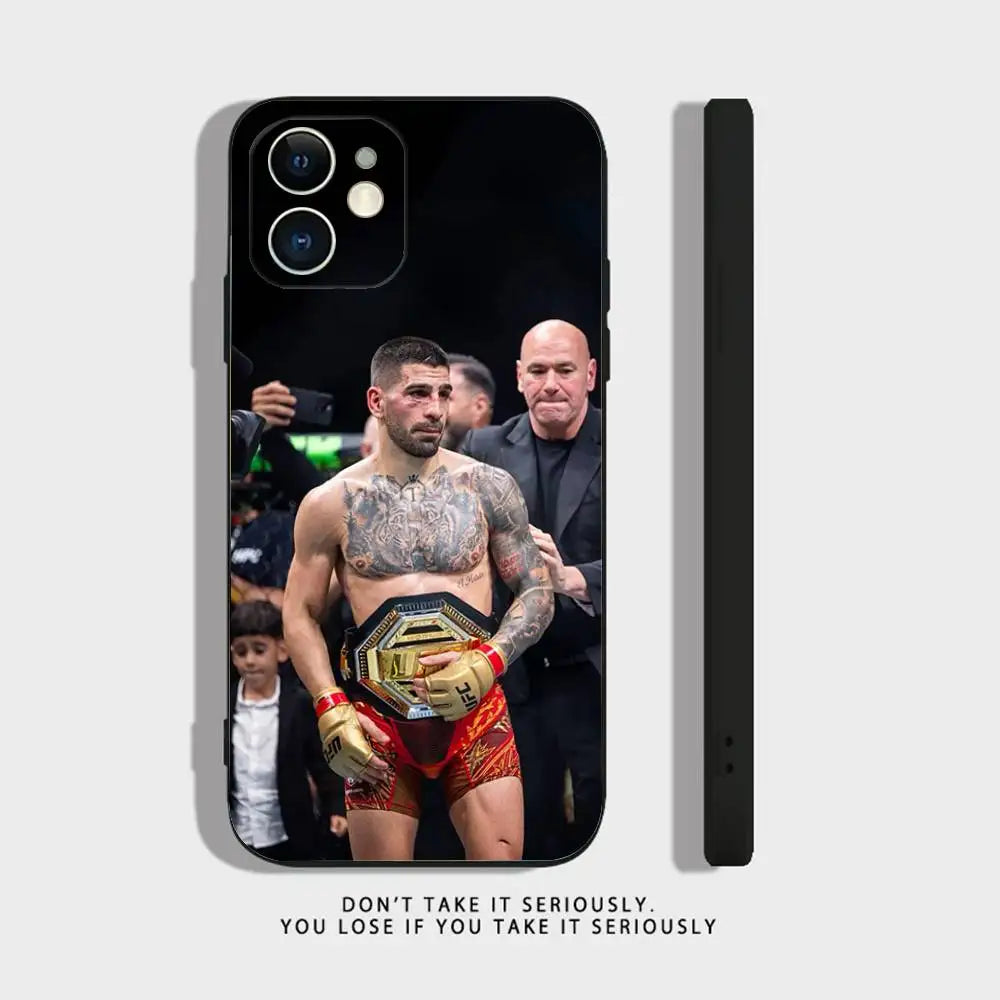 I-Ilia Fighting T-Topuria Phone Case For iPhone 16,15,14,13,12,11,Pro,X,XS,Max,XR,Plus,Mini Soft Silicone Black Shockproof TPU