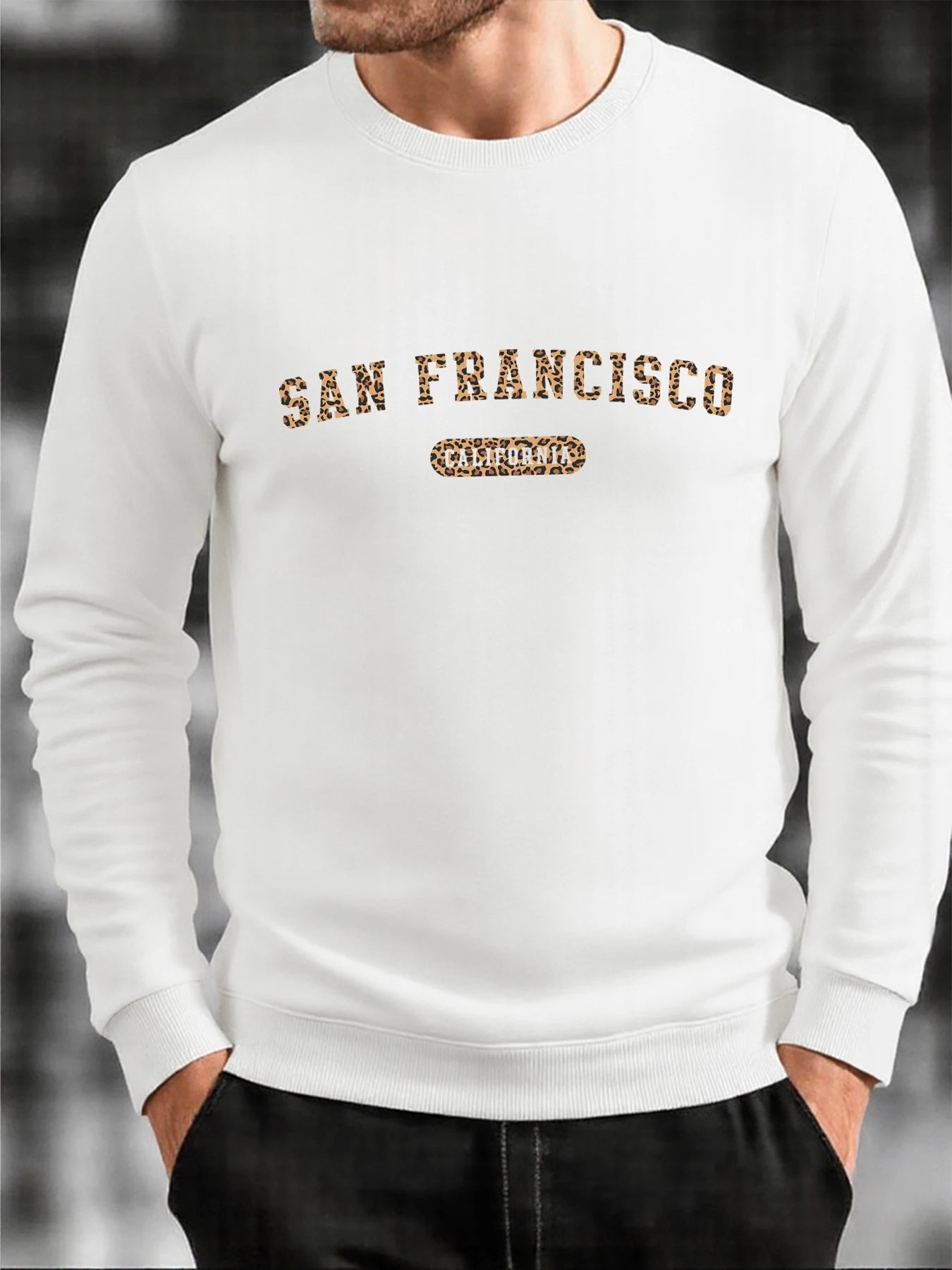 San Francisco California Print Men Hoodless Shirt Soft Loose O-Neck Sweatshirt Fashion Fleece Pullover Autumn Male Tracksuit
