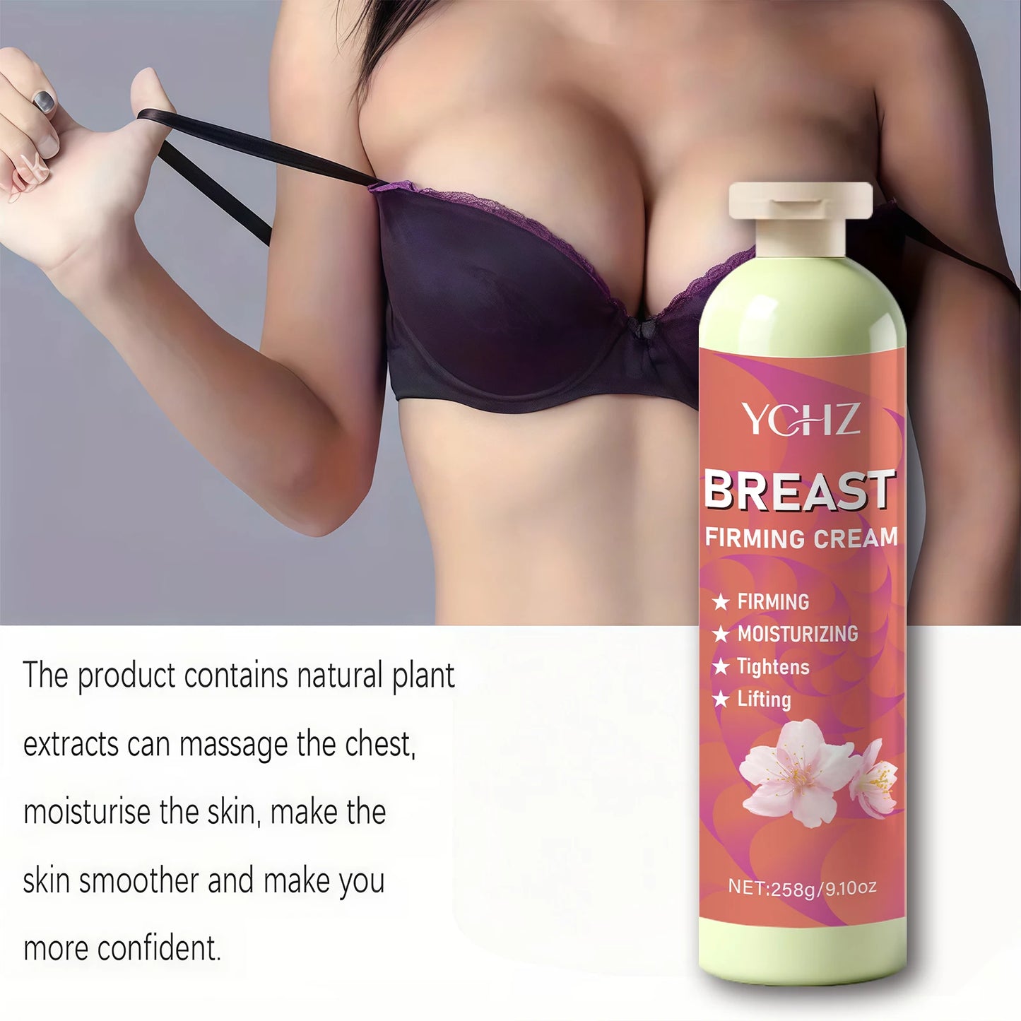 9.1 oz Breast Firming Cream, Containing Olive Oil, Vitamin E, and Honey, for Firming Breast Skin, Moisturizing and Firming Women's Body Skin Care Cream