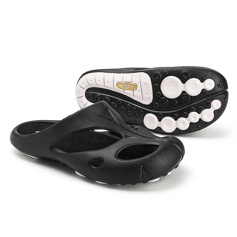 Wangkeen Shanti Outdoor Casual Beach Sandals Breathable Comfortable Men's Women's Trekking Shoes PVC Upper Flat Heel Printed...