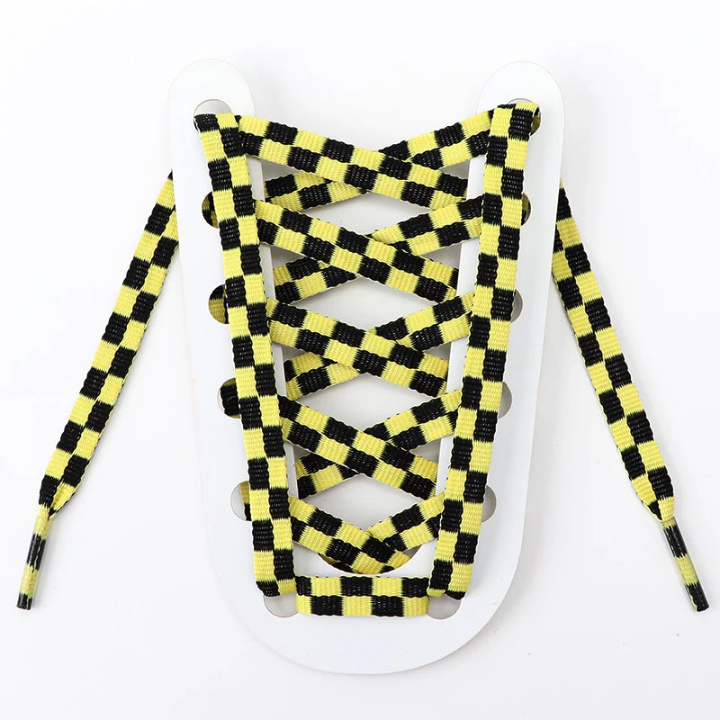 1 Pair Checkered Grid Shoelaces for Shoes Flat Black and White Plaid Shoelace Sneakers Shoe Laces Women Man Shoe Lace Shoestring