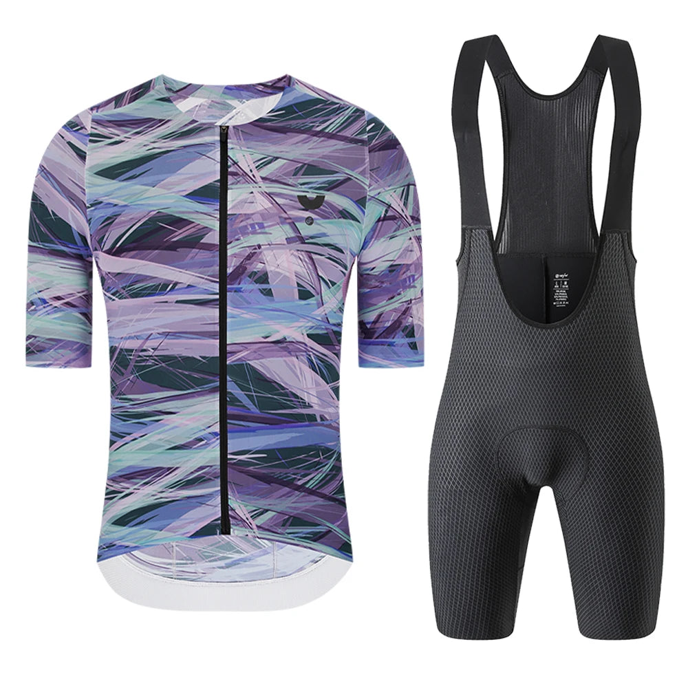 YKYWBIKE Men's Cycling Set Jersey Road Bike Kits Bib Shorts Bicycle Clothing Pro team Riding Summer Maillot Sets Slim Fit