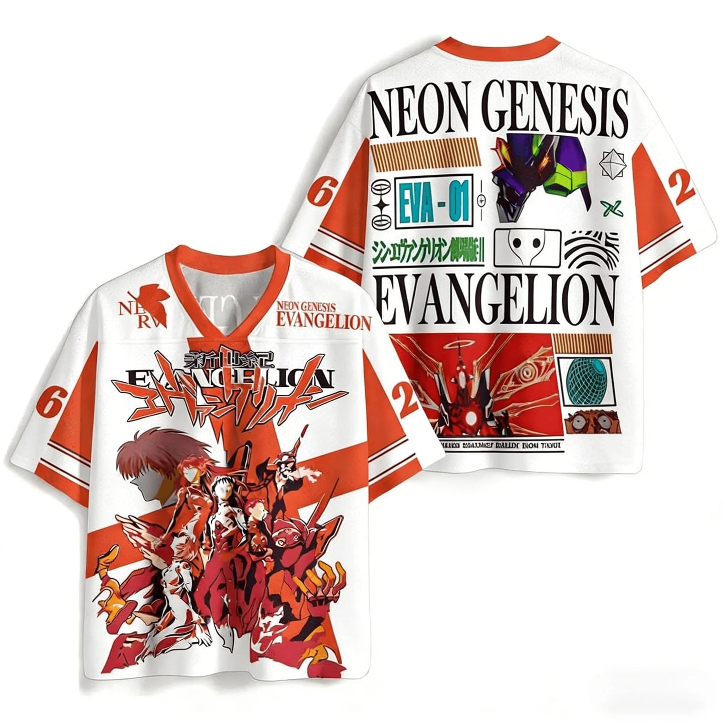 Neon Genesis Evangelion Anime V-Neck Jersey 3D Print Oversized Streetwear Harajuku Tops for Men Women 2026 New Gift for Fans