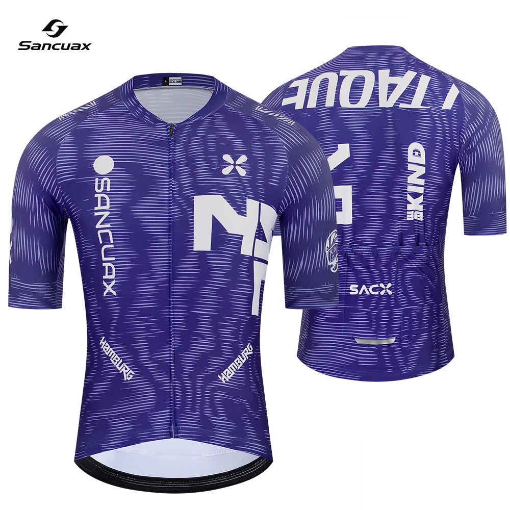 Sancuax Summer Cycling Clothing Men's Short Sleeves Cycling Jersey Set with Pockets Breathable Road Bike Maillot Ciclismo Hombre
