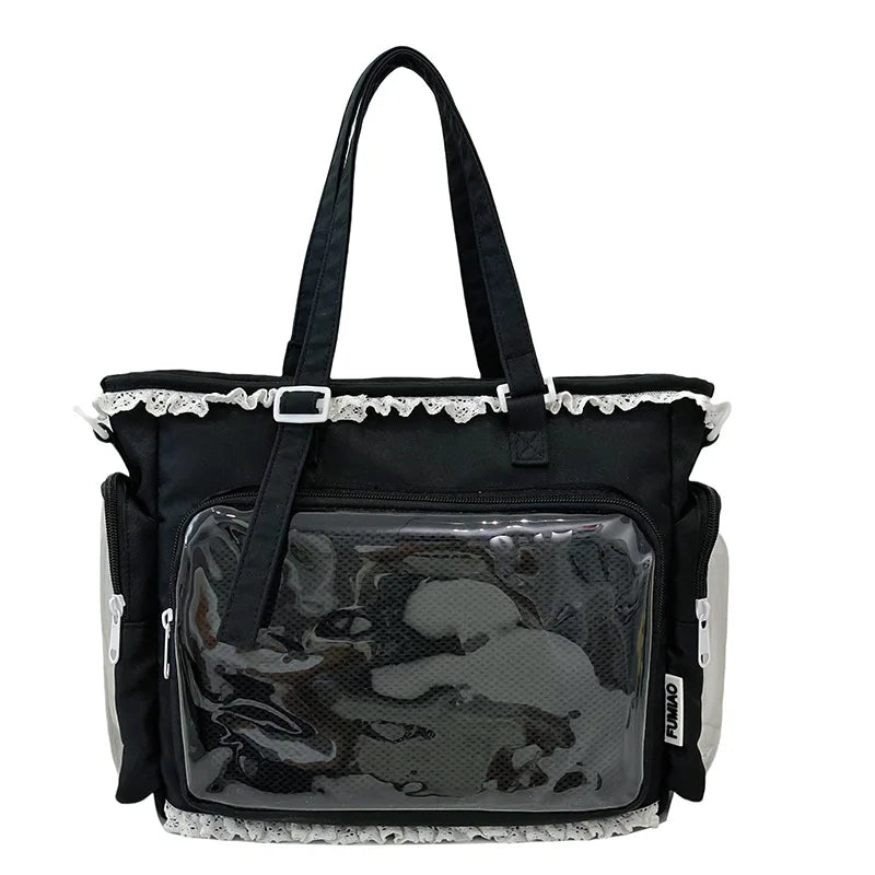 Japan Style Preppy Messenger Bag with Cute Bow Anime Shoulder Crossbody Bag For Sweet JK Girls Tote Bag
