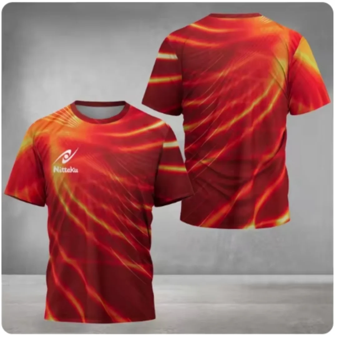 Nittaku Table Tennis T-shirt Victory Light Color Printed Men's Summer New Sports T-shirt Training Quick Drying T-shirt