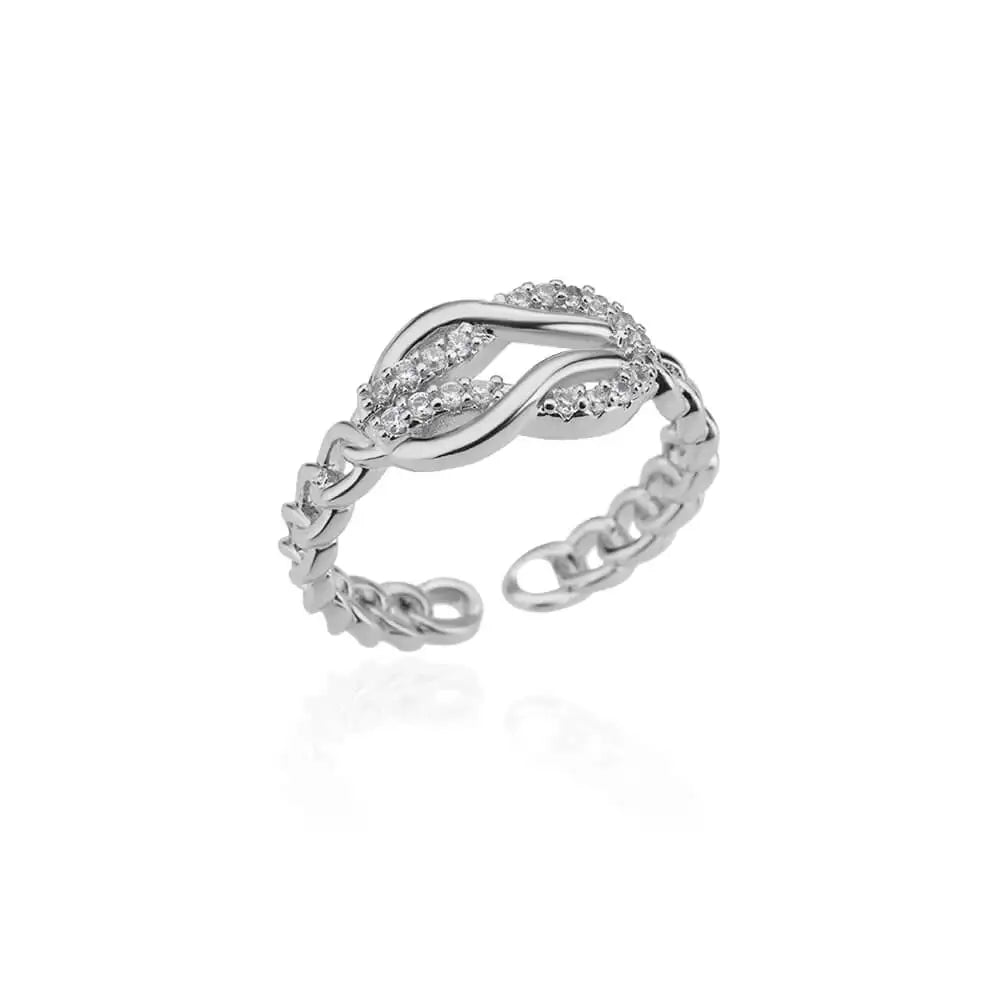 Zircon Double Star Rings For Women Gold Color Stainless Steel Opening Stars Finger Ring Wedding Party Aesthetic Jewelry Gift