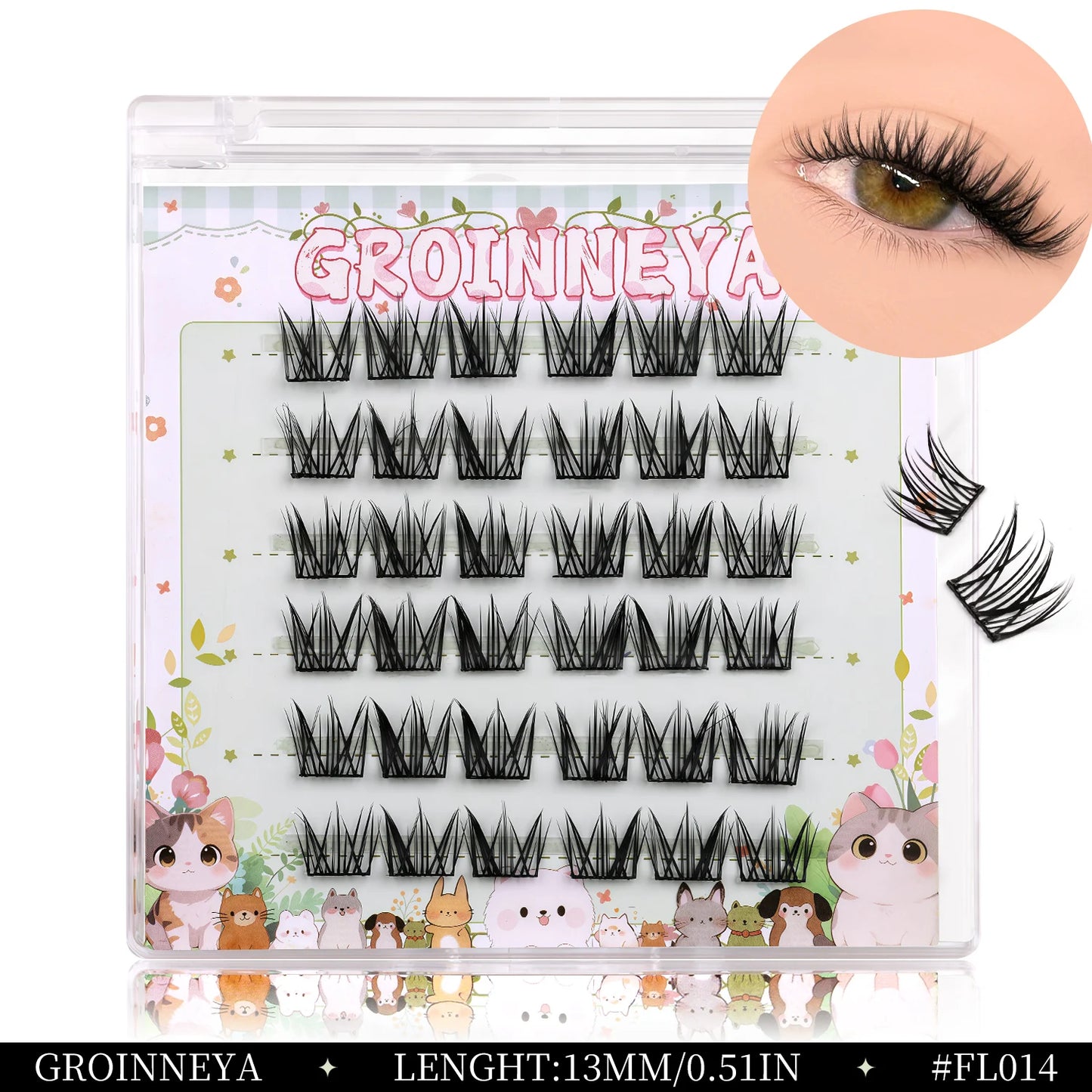 GROINNEYA Manga Cluster Lashes DIY Eyelash Extension Natural Individual Lashes Natural Curl Lash Clusters Makeup At Home