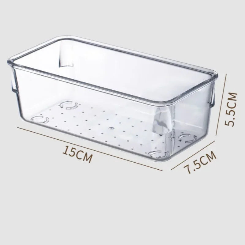 Clear Plastic Drawer Organizers 4 Sizes Makeup storage Bins Home Dresser Office Kitchen Drawer Separator sundries Organization