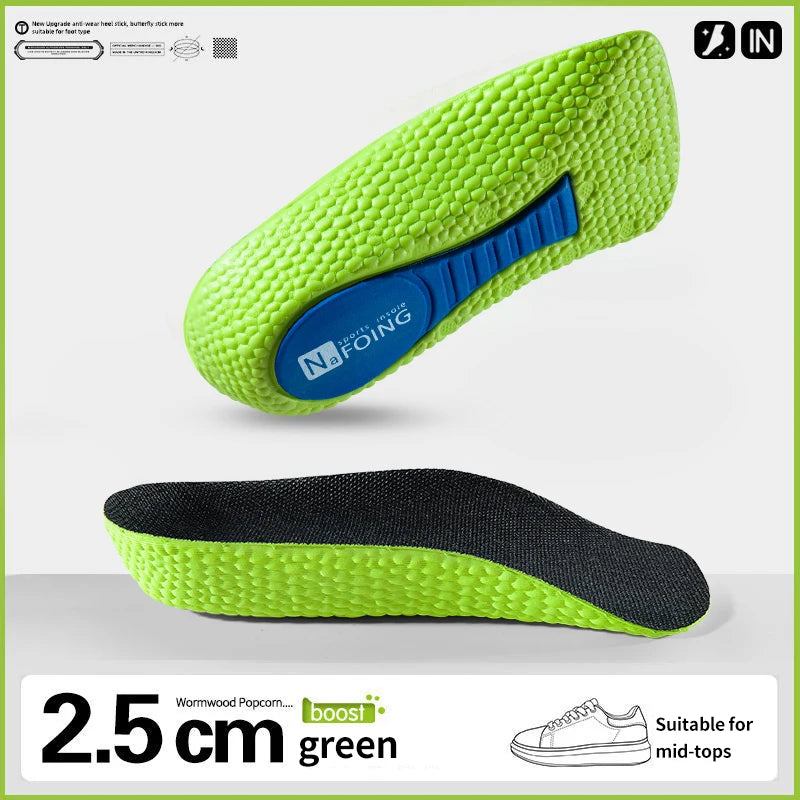 Memory Foam Height Increase Insoles for Men Women Shoes Flat Feet Arch Support Orthopedic Insoles Sneakers Heel Lift Shoe Pads