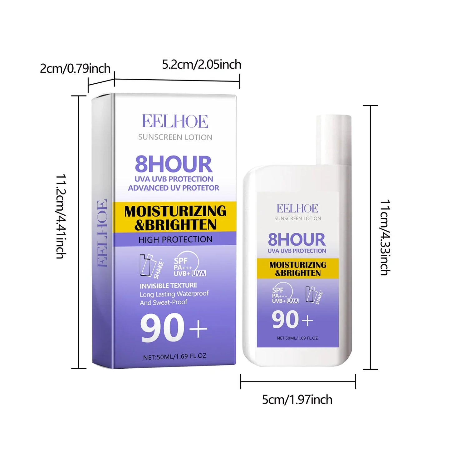 EELHOE Sunscreen SPF 90 Anti UV Isolation Cream Refreshing Waterproof Sweatproof Moisturizing and Protective Cream