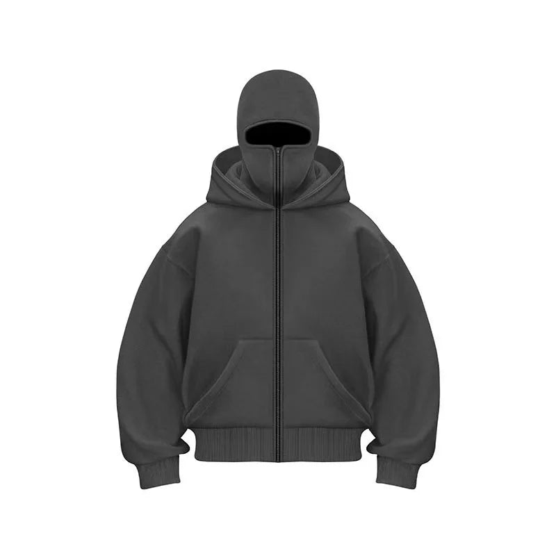 Plain Design Hooded Zip Up Sweatshirt for Men Women Autumn Winter Ins Style Couple Matching