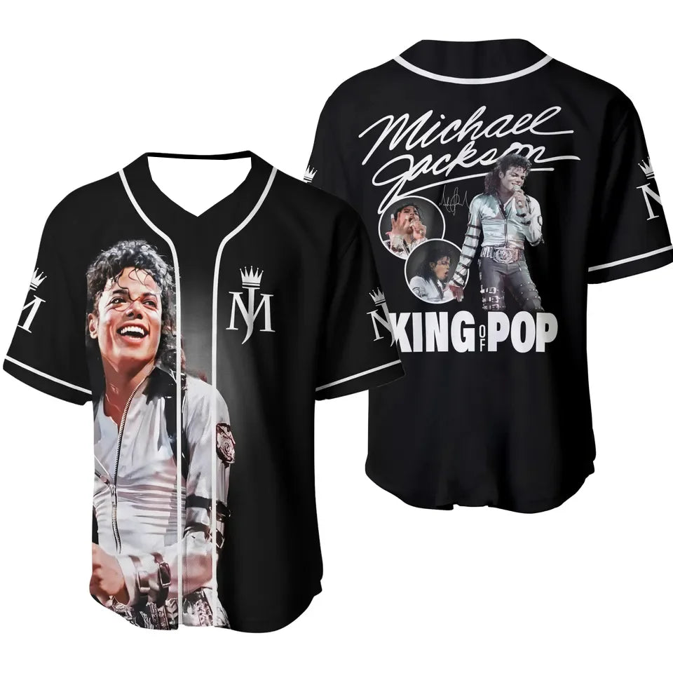 New Summer Men's MJ Michael Jackson Printed Baseball Jersey Neutral O-Neck Short Sleeve Women's Fashion Hip Hop T-shirt Fan Gift