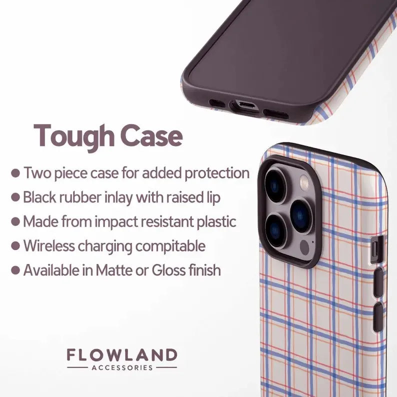 Luxury Houndstooth Pattern Design Phone Case for iPhone 17 16 15 14 13 12 11 7 8 Air Pro Max Plus Luxury Double-layer Back Cover