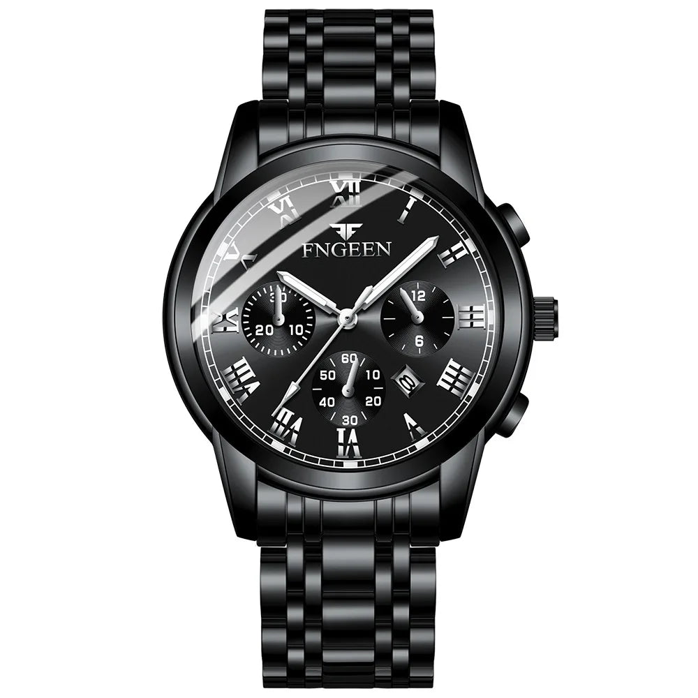 FNGEEN Hot Men Watches Top Brand Luxury Waterproof Date Clock Male Steel Strap Fashion Quartz Watch Sports Wrist Watch Men 4006