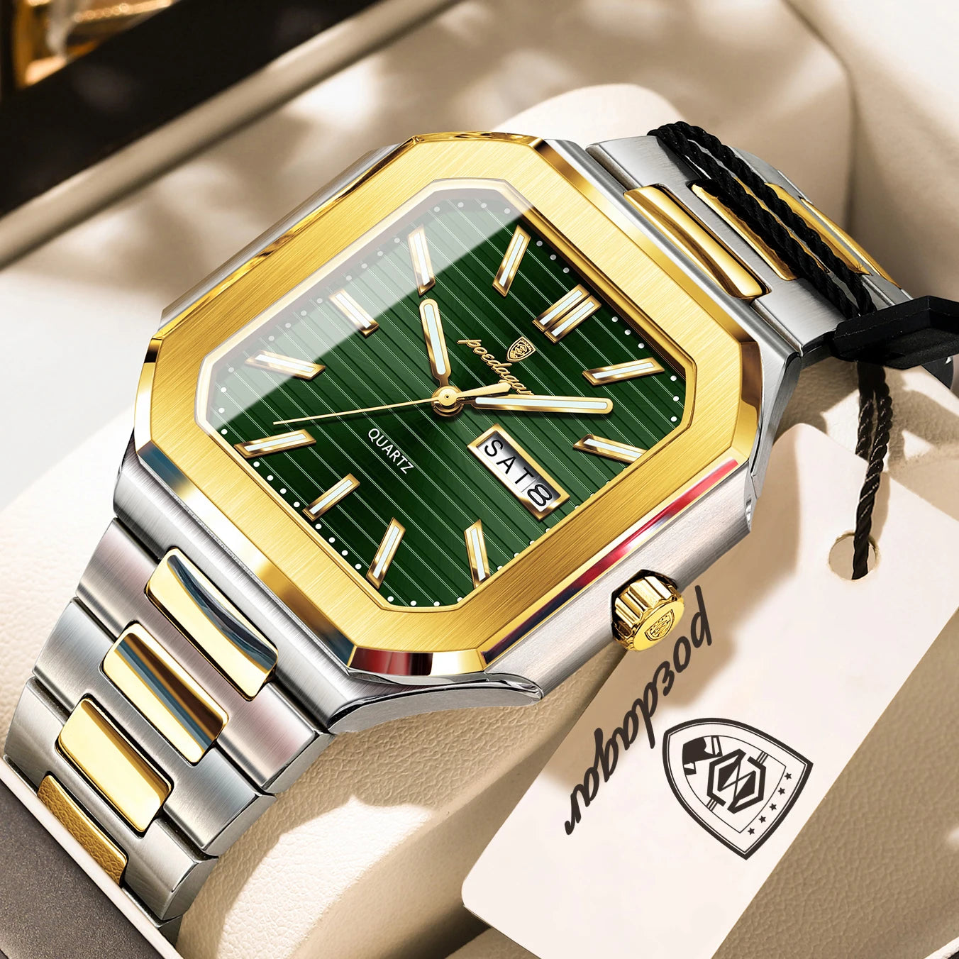 POEDAGAR Business Male Watch Waterproof Luminous Date Week Classic Watches For Men Stainless Steel Men's Quartz Wristwatch Reloj