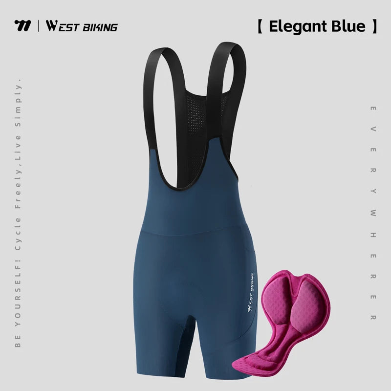 WEST BIKING Women Cycling Bib Shorts Summer High-waisted MTB Road Bike Shorts Breathable Quick Dry Yoga Fitness Bicycle Tights