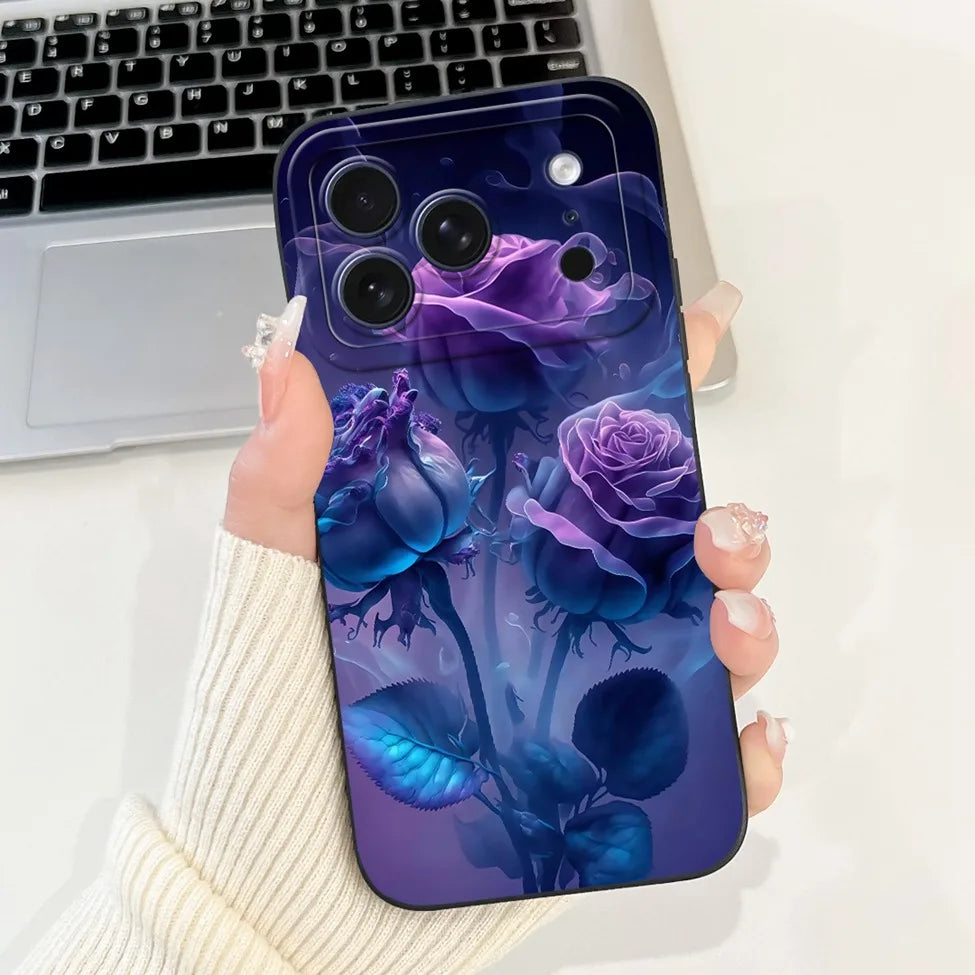 For iPhone 17 Pro Case Silicone Luxury Flowers Cute Kawaii Funny Painted Cover For iP 17 Pro Phone Case A3256 A3522 A3523 A3524