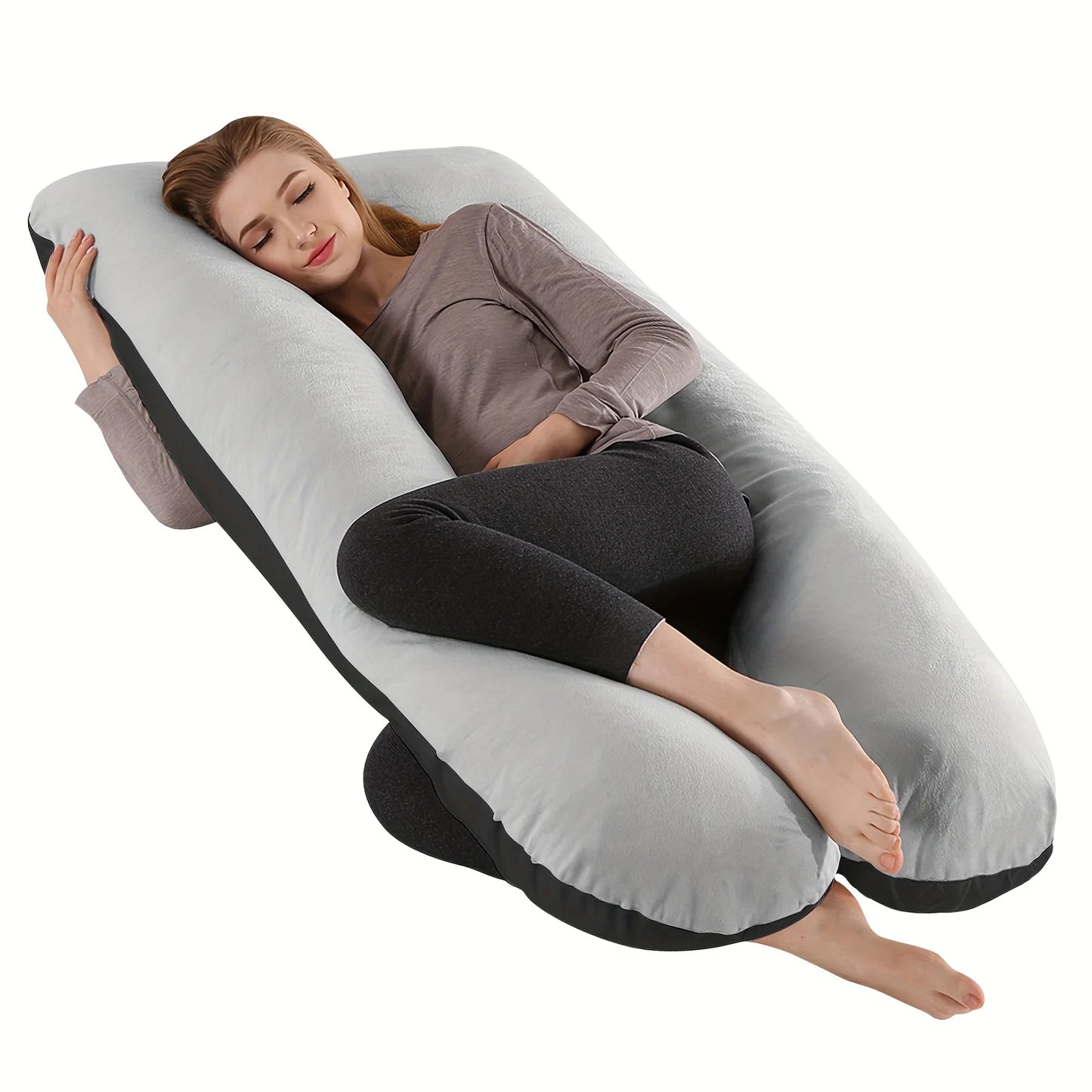 Ergonomic U Shape Pillow for Neck and Back Support, Maternity Pregnancy Body Pillow, Office Travel Sleeping Cushion for Adults