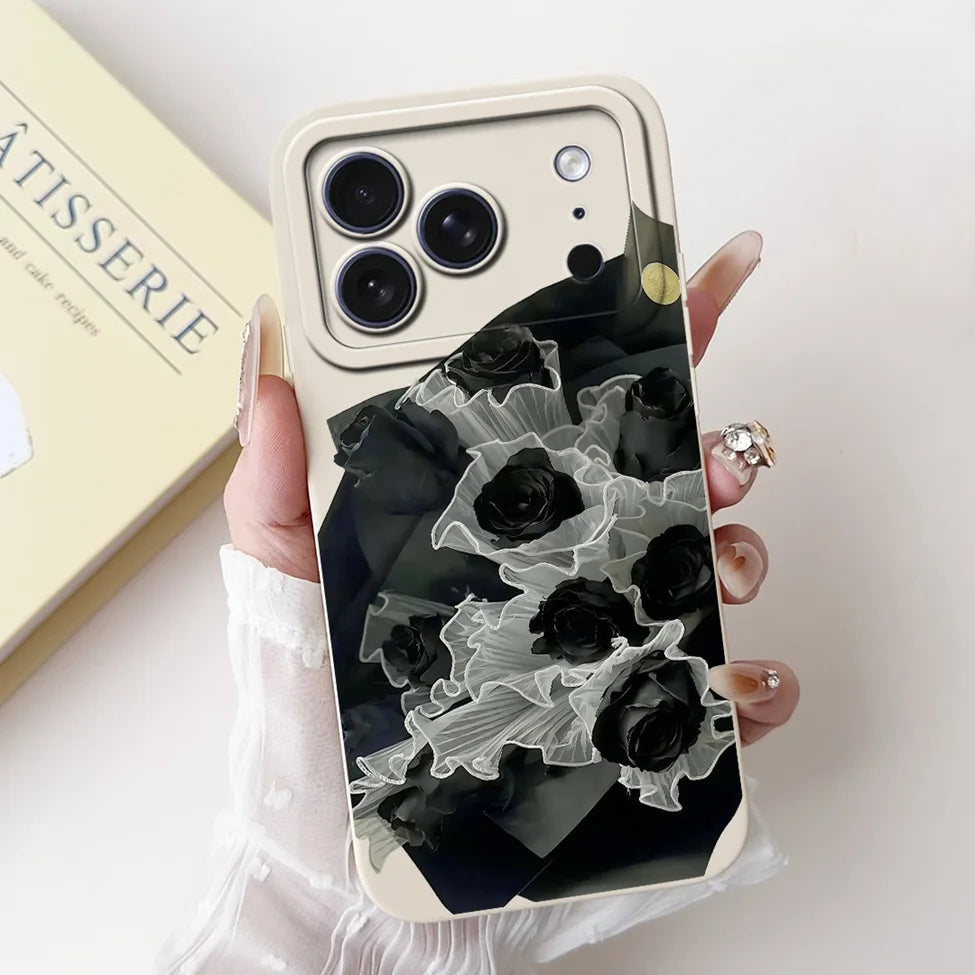 For iPhone 17 Pro Case Silicone Luxury Flowers Cute Kawaii Funny Painted Cover For iP 17 Pro Phone Case A3256 A3522 A3523 A3524
