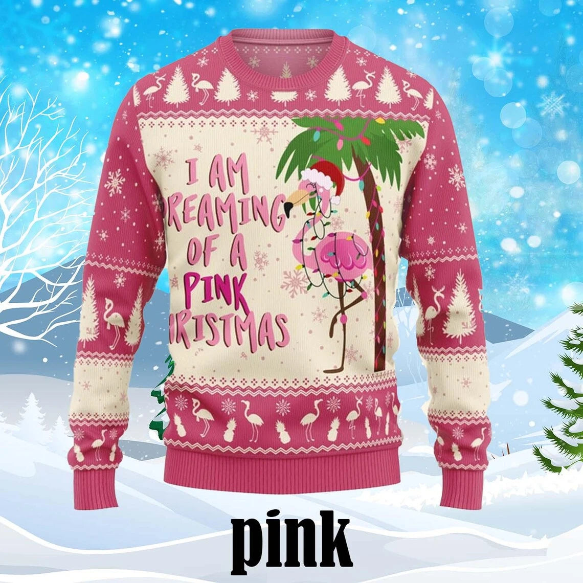 Flamingo Graphic Jumper Sweater For Women Clothes Casual Unisex Christmas Sweaters Autumn Funny Ugly Christmas Sweatshirt Hoodie